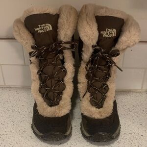 The North Face Women's Brown and Cream Winter Boots